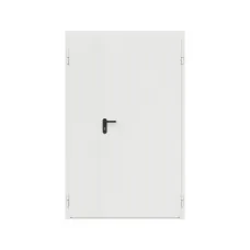 Дверь противопожарная металлическая сплошная двупольная неравнопольная угловая коробка (1250х2075мм) ДПР-Олимп-02/60 (EI60), правая, RAL9016