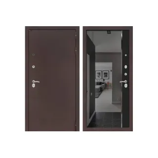 Входная дверь CLASSIC антик медный с зеркалом Панорама с тонировкой - Черный кварц